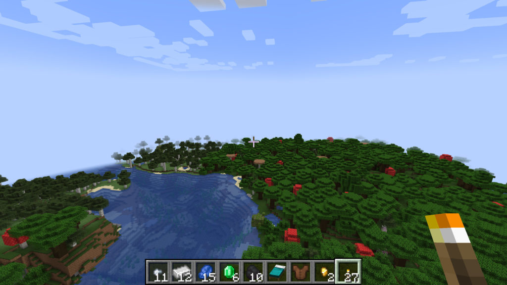 Screenshot aus Minecraft: Wald am Fluss