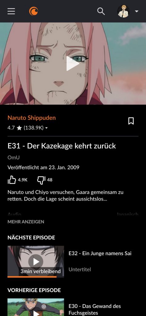 Crunchyroll Screenshot: Naruto Shippuden E31