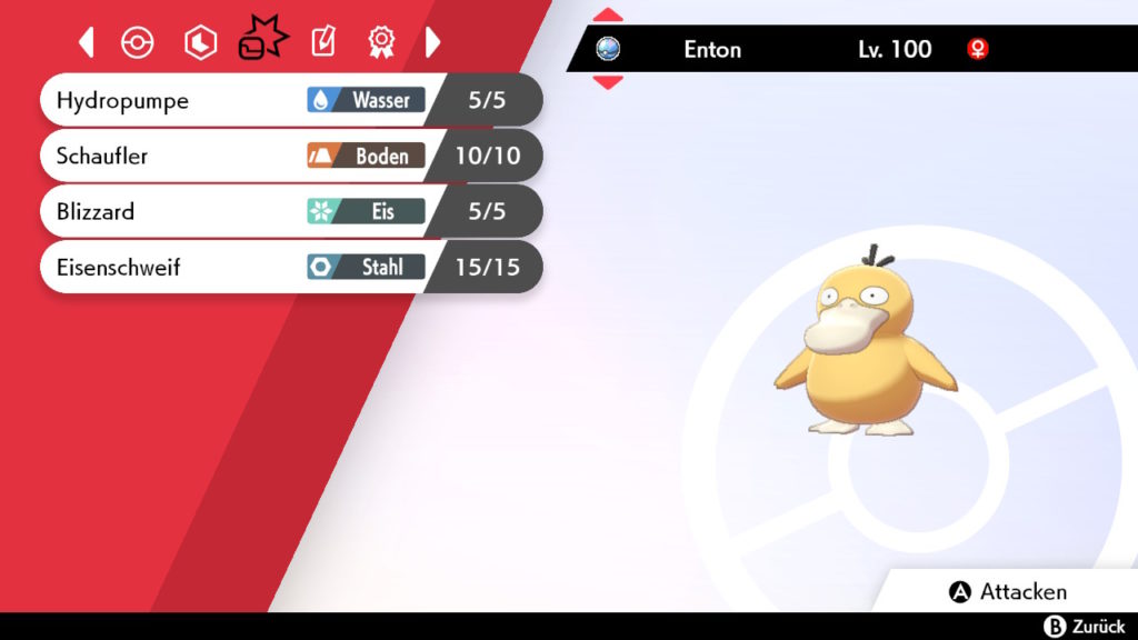 Screenshot aus Pokémon Schild: Enton Level 100