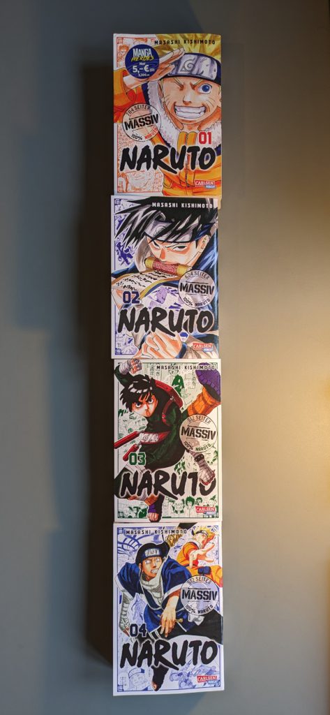 Foto der Bände 1 bis 4 von Naruto (Manga)
