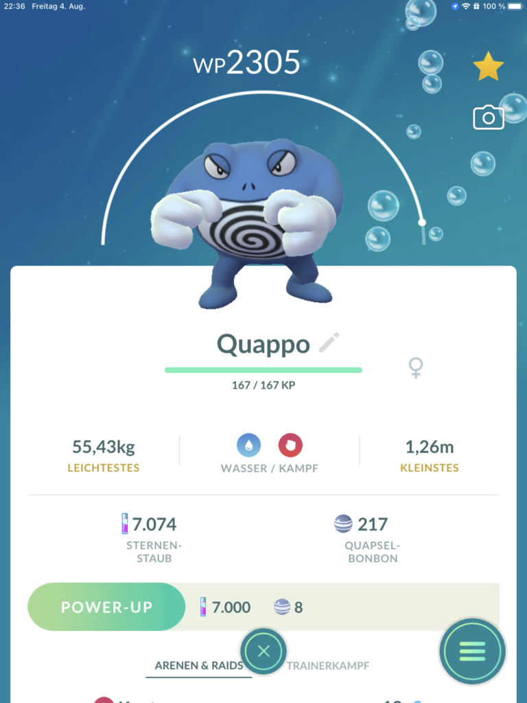 Screenshot aus Pokémon Go: Quappo